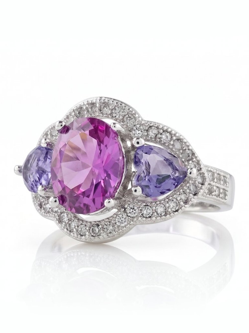 Fancy Oval Purple Amethyst Ring, 925 Sterling Silver Charmed Aroma Size 9